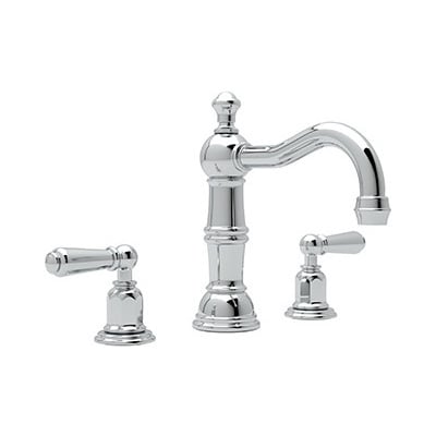 Rohl Perrin & Rowe Edwardian Traditional Spout Widespread Lavatory Faucet In Polished Chrome With Levers And Pop-up (includes Both Porcelain And U.3720L-APC-2