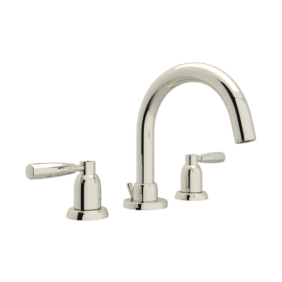 Rohl Perrin & Rowe® 3-hole Tubular C-spout Widespread Lavatory Faucet In Polished Nickel U.3955LS-PN-2