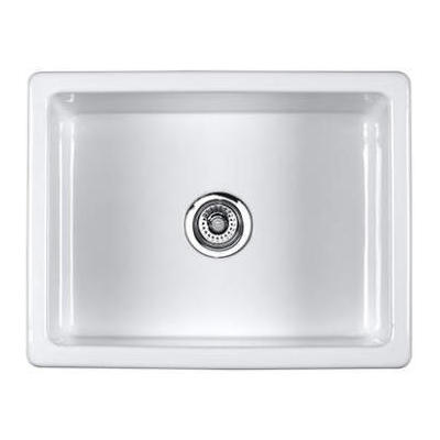 Rohl Shaws Classic 600 Single Bowl Inset Or Undermount Fireclay Secondary Kitchen Or Laundry Sink In White UM2318WH
