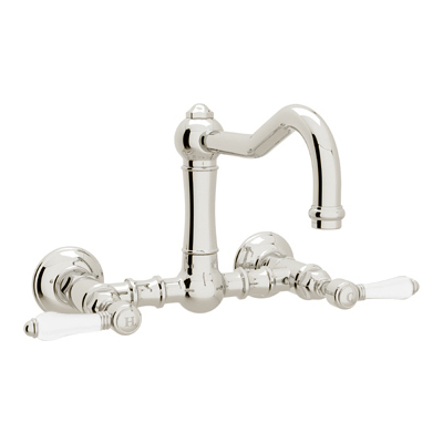 Rohl Country Kitchen Acqui Wall Mount Column Spout Bridge Kitchen Faucet In Polished Nickel A1456LPPN-2