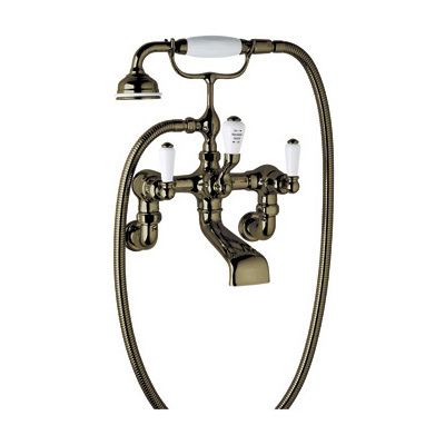Rohl Perrin & Rowe® Edwardian Wall Mount Tub Filler With Handshower In English Bronze U.3510L/1-EB
