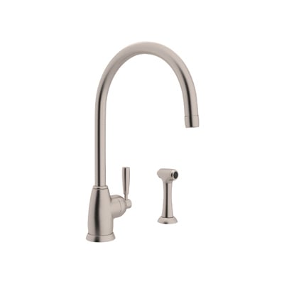 Rohl Perrin & Rowe® Holborn Single Hole Kitchen Faucet With “c” Spout And Sidespray In Satin Nickel U.4846LS-STN-2