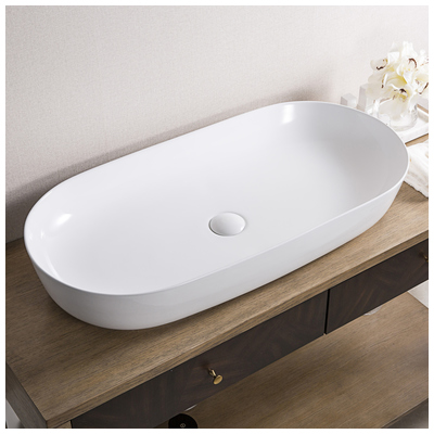 Ruvati 32 x 16 inch Bathroom Vessel Sink White Oval Above Counter Vanity Porcelain Ceramic - RVB0432