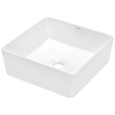 Ruvati 15 x 15 inch Bathroom Vessel Sink White Square Above Counter Porcelain Ceramic - RVB1616
