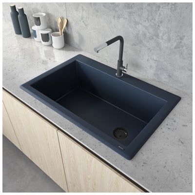 Ruvati Single Bowl Sinks, blue navy teal turquiose indigo goaqua Seafoam, Drop-In, Single, Blue,Catalina Blue, Granite Composite, Topmount, Kitchen Sink, 610370723425, RVG1033LU,20 - 25 in Long,Greather than 25 in Wide