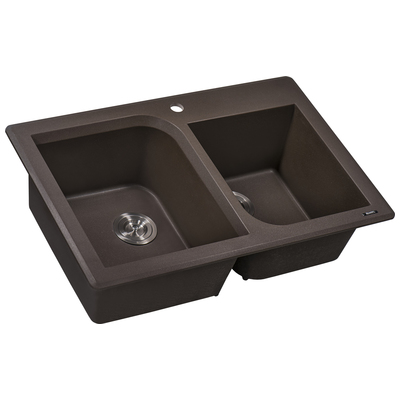 Ruvati 33 x 22 inch epiGranite Dual-Mount Granite Composite Double Bowl Kitchen Sink - Espresso Brown - RVG1396ES