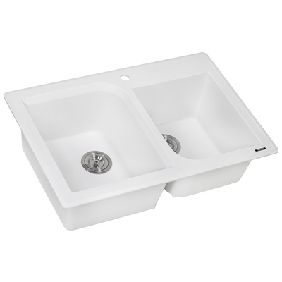 Ruvati 33 x 22 inch epiGranite Dual-Mount Granite Composite Double Bowl Kitchen Sink - Arctic White - RVG1396WH