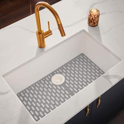 Ruvati 27 x 18 inch Granite Composite Undermount Single Bowl Kitchen Sink - Arctic White - RVG2027WH, 664213538780