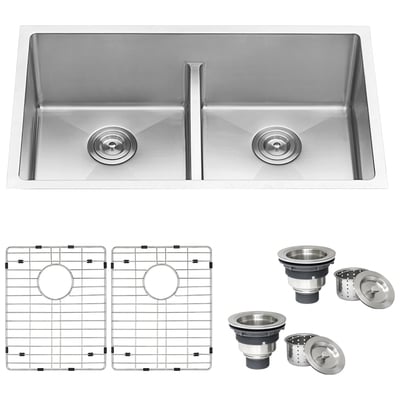 Ruvati Double Bowl Sinks, Brushed,Metal,STAINLESS STEEL,Gunmetal,Bronze,Nickel,Copper,Titanium,Tempered,Hammered,Brass, Undermount, Stainless Steel, Undermount, Kitchen Sink, 610370721988, RVH7411,Less than 19.99 Long,Greather than 25 Wide