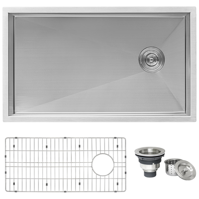 Ruvati 32-inch Slope Bottom Offset Drain Undermount Kitchen Sink Single Bowl Stainless Steel - RVH7490