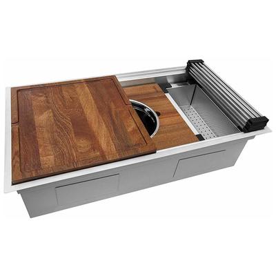 Ruvati 33-inch Workstation Two-tiered Ledge Kitchen Sink Undermount 16 Gauge Stainless Steel - RVH8222
