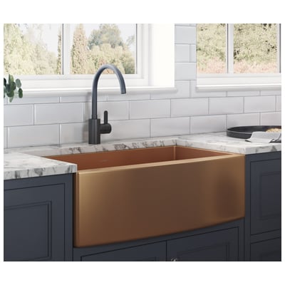 Ruvati 36-inch Apron-Front Farmhouse Kitchen Sink - Copper Tone Matte Bronze Stainless Steel Single Bowl - RVH9880CP