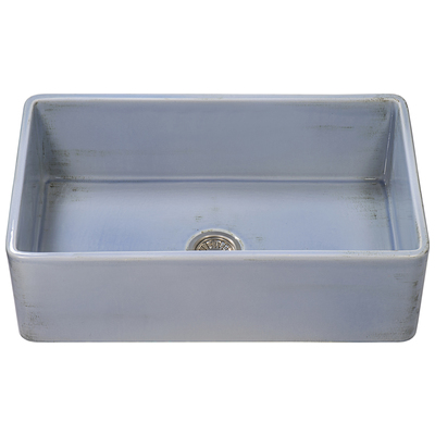 Ruvati 33 inch Fireclay Distressed Finish Farmhouse Apron-Front Kitchen Sink Reversible Single Bowl - Coastal Blue - RVL2300SB