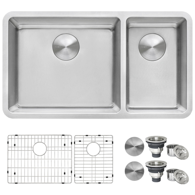 Ruvati 32-inch Undermount Kitchen Sink 70/30 Double Bowl 16 Gauge Stainless Steel - RVM5300