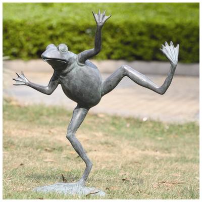 Spi Home Dancing Frog Spitter Sculpture, Brass, 32502