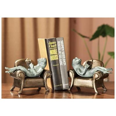 Spi Home Frogs Reading On Sofa Bookends 33537
