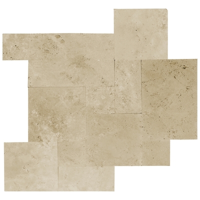 Soci Ivory Travertine Field Tile SSK-825 Ivory Versailles Pattern Straight Edged And Brushed