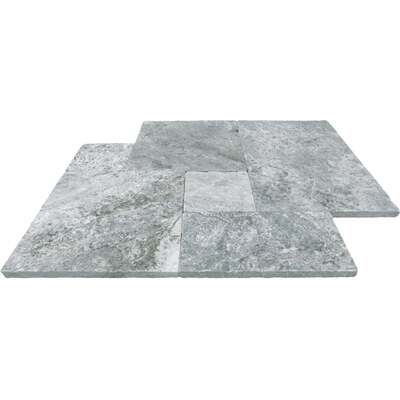 Soci Tile SPK-023 Travertine Silver Versailles Pavers Tumbled 3 CM (8 SF Bundles) Natural Stone - Exterior Tile