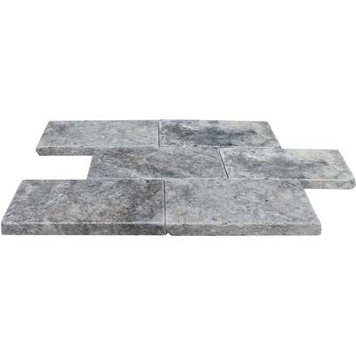 Soci Tile SPK-039 Travertine Silver Tumbled Edge Paver 6X12X3 CM Natural Stone - Exterior Tile
