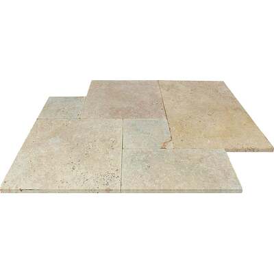 Soci Tile SPK-040 Travertine Rustic Ivory Versailles Pavers Tumbled 3 CM (8 SF Bundles) Natural Stone - Exterior Tile