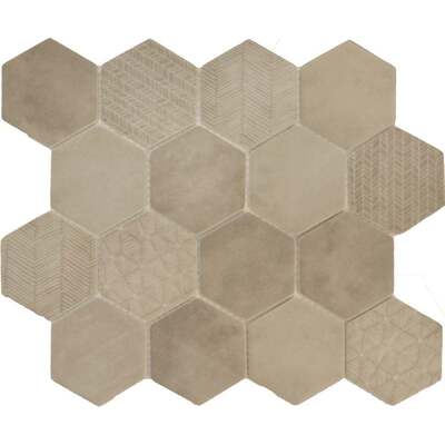 Soci Tile SSA-1207 Boho Hexagon Sand Porcelain Matte Sheet Mosaic Tile