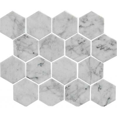 Soci Tile SSA-1220 Boho Hexagon Carrara  Marble Classico Matte Mosaic Tile