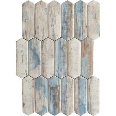 Soci Tile SSA-1228 Broadway Series Bryce Picket Blue Rustic Matte Mosaic Tile