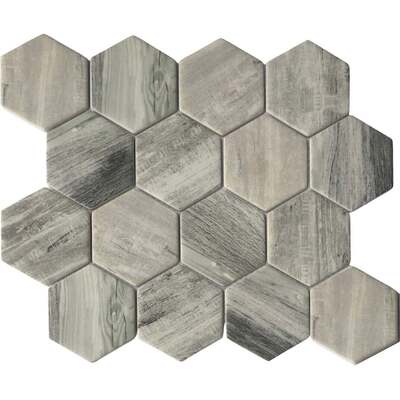 Soci Tile SSA-1231 Boho Hexagon Wood Grain Matte Mosaic Tile