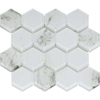 Soci Tile SSA-1233 Boho Hexagon Calacatta Glossy Mosaic Tile