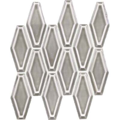 Soci Tile SSE-859 Chateau Series Fillory Pattern Dove Gray Crackle Glossy Mosaic Tile