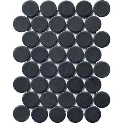 Soci Tile SSE-866 Winspear Series Penny Round Onyx Matte 2 inch Mosaic Tile