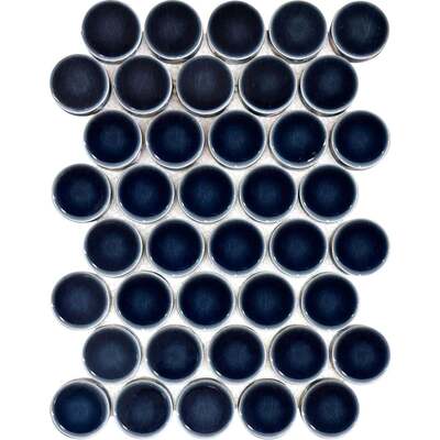Soci Tile SSE-868 Winspear Series Penny Round Navy Glossy 2 inch Mosaic Tile