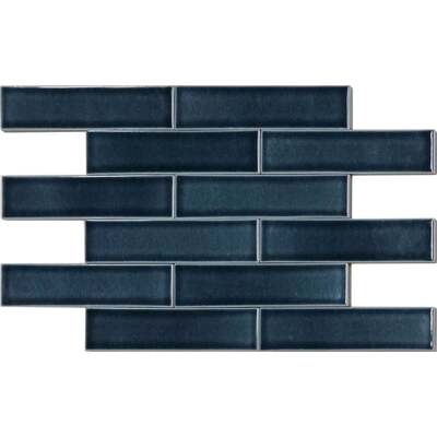 Soci Tile SSE-874 Winspear Series Subway Navy Glossy 2X8 Mosaic Tile