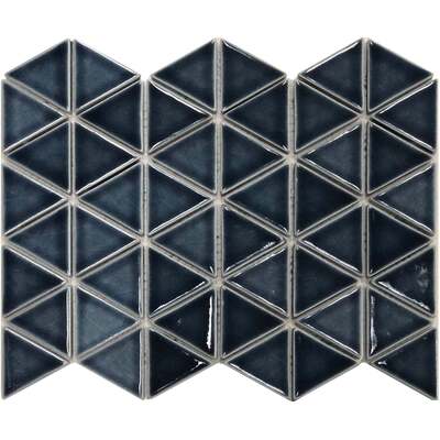 Soci Tile SSE-884 Winspear Series Bermuda Pattern Navy Glossy Mosaic Tile