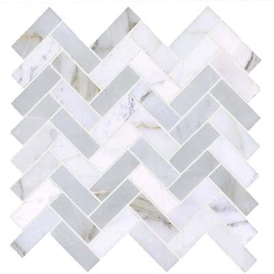 Soci Tile SSH-252 Classic Series Long Herringbone Calacatta Polished Mosaic Tile