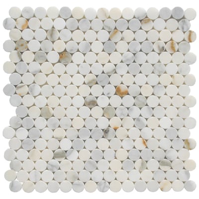 Soci Penny Mosaic SSH-268, Mosaic Tile Calacutta Penny Rounds