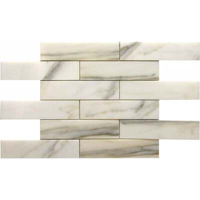 Soci Tile SSH-293 Classic Series Brick Calacatta Polished 2X8 Mosaic Tile