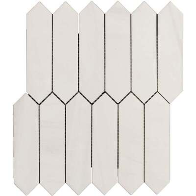Soci Tile SSH-307 Classic Series Picket Pattern Calacatta Polished Mosaic Tile
