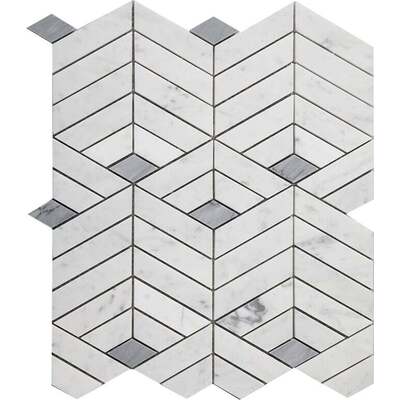 Soci Tile SSH-312 Classic Series Hayden Pattern Eclipse Blend Polished Mosaic Tile