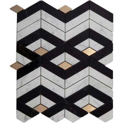 Soci Tile SSH-313 Classic Series Hayden Pattern Cicero Blend Polished Marble Mosaic Tile