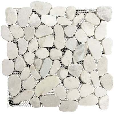 Soci Tile SSH-401 Pebble Mosaic White Sliced Matte Mosaic Tile