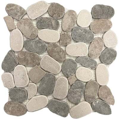Soci Tile SSH-403 Pebble Mosaic Light Mix Sliced Matte Mosaic Tile