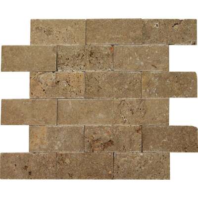 Soci Tile SSK-2006 Travertine Mosaic Noche Splitface 2X4 Mosaic Tile