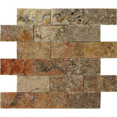 Soci Tile SSK-2007 Travertine Mosaic Yukon Splitface 2X4 Mosaic Tile