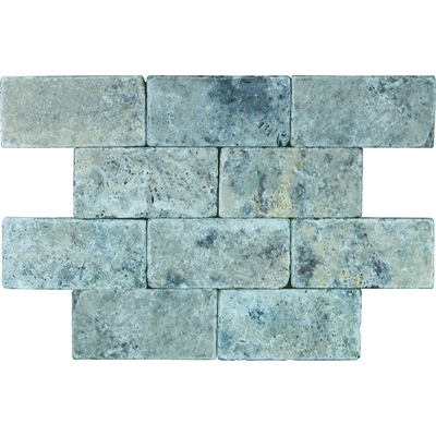 Soci Tile SSK-783 Travertine Silver Tumbled 3X6 Natural Stone - Field Tile