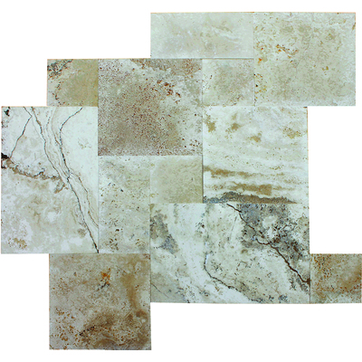 Soci Tile SSK-827 Travertine Creme Brulee Versailles Straight Edge (8 SF Bundles) Natural Stone - Field Tile