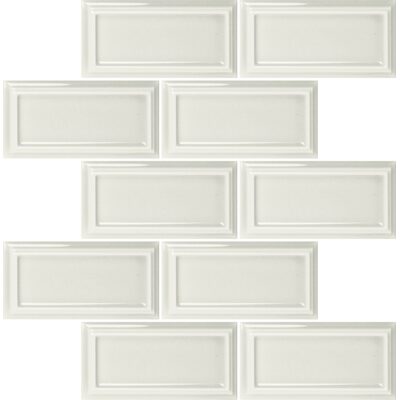 Soci Tile SSN-1591 Hampton Brick Snow Glossy 2.5X5 Mosaic Tile