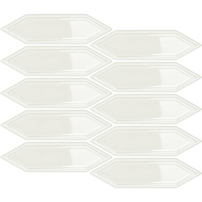 Soci Tile SSN-1596 Hampton Picket Pattern Snow Glossy Mosaic Tile
