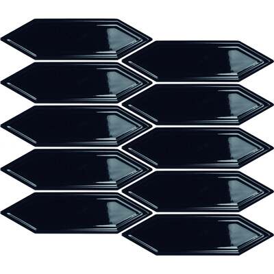 Soci Tile SSN-1599 Hampton Picket Pattern Onyx Glossy Mosaic Tile