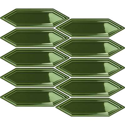 Soci Tile SSN-1600 Hampton Picket Pattern Juniper Glossy Mosaic Tile